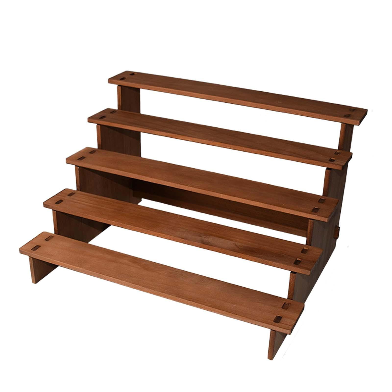 Ioensy - Soporte Elevador De Exhibición De Encimera De Madera, Estante De Especias De 5 Escalones Para Encimera De Cocina, 40x30x23,2 Cm