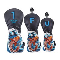 Magideal - Funda Para Cabeza De Palo De Golf, Cubierta Para Cabeza De Golf De 3 Piezas, Cubierta De Madera De Golf Portátil Híbrida Resistente A Arañazos De Made Negro