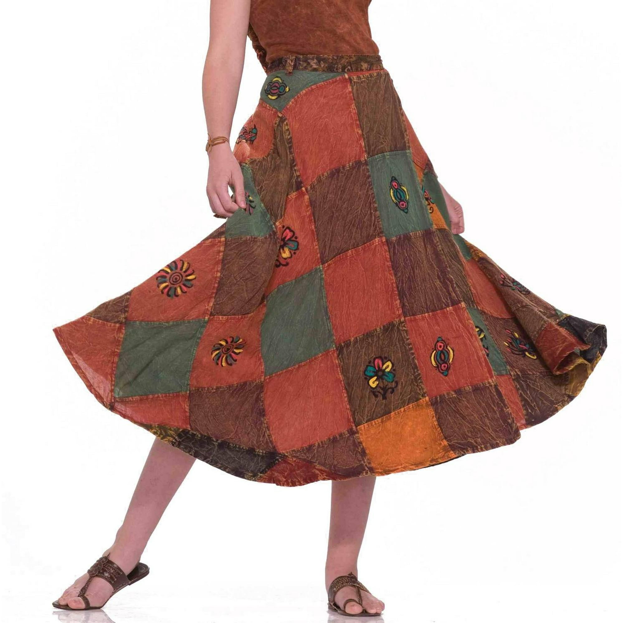 Carnaval - Falda Hippie De Parches - Talla Única Multicolor