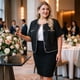 thumbnail image 4 of Agnes Orinda Chaqueta de Tweed para Mujer de Talla Grande para Escuela y Universidad, Blazer Corto de Manga Corta Casual de Negocios con Bolsillo 4X Negro, 4 of 8