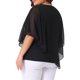 thumbnail image 3 of Agnes Orinda Blusas de Mujer Tallas Grandes Cuello en V Camisa Suelta Doble Capa de Chifón 2X Negro, 3 of 6