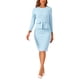 thumbnail image 2 of INSPIRE CHIC Vestido ajustado de mujer con peplum, atuendo de maestra para el regreso a clases, cuello redondo, manga larga, cintura alta, vestido de trabajo midi, azul cielo, talla S, 2 of 5
