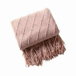 Genérico - Manta Decorativa Tejida Para Sillón, Piecera O Cama Color Rosa