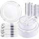 thumbnail image 1 of WDF Partyware Set de vajilla desechable plateada de plástico, 350 piezas para 50 personas, 1 of 3