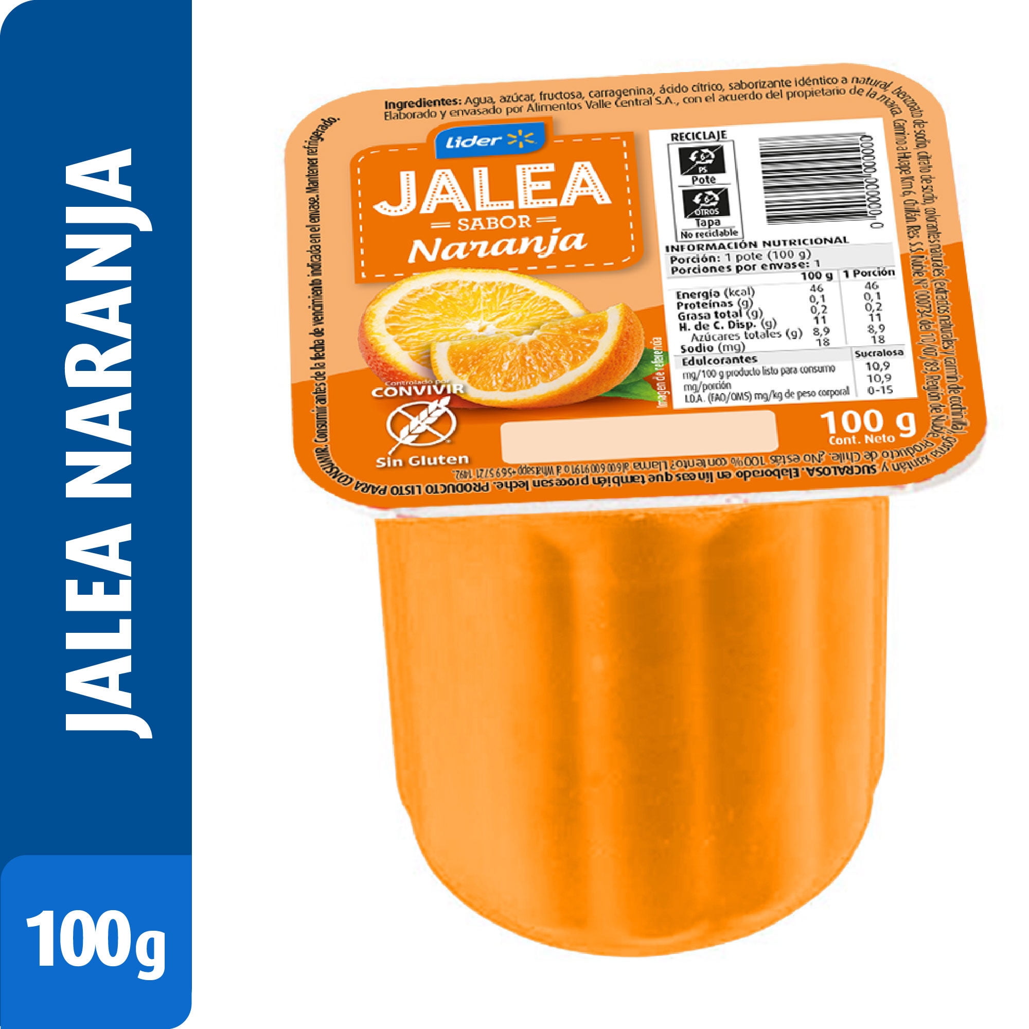 Jalea Sabor Naranja Tradicional 100 g Lider