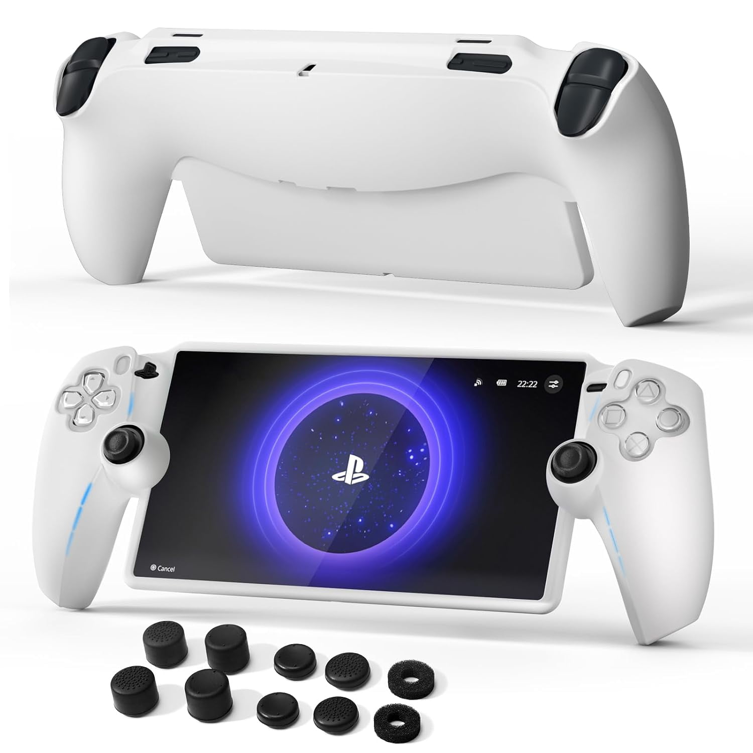 Genérico - Funda Protectora Para Playstation Portal,8 Tapas De Agarre Del Pulgar 2 Anillos De Precisión Para La Funda De Silicona Suave Ps Portal-blanco