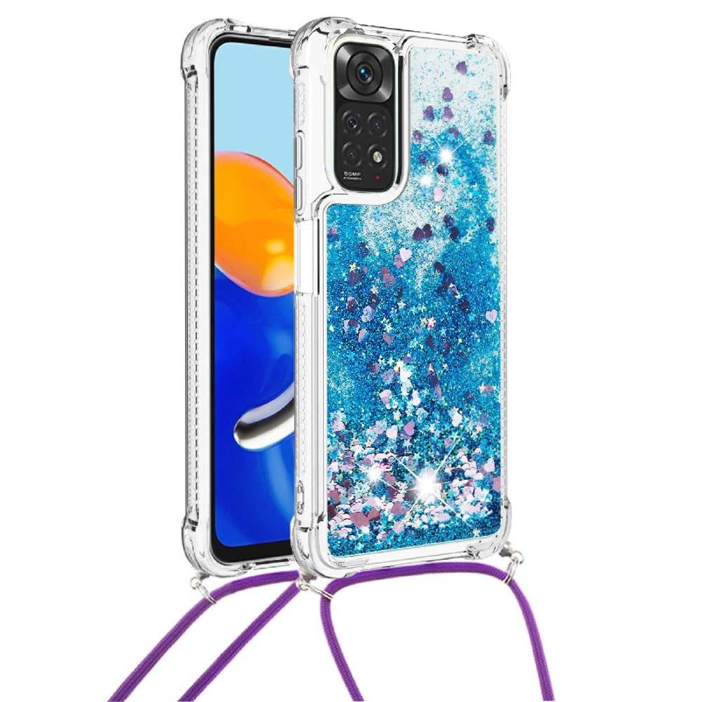 Funda Foxdock Para Xiaomi Redmi Note 11/11s 4g Con Cuerda Ajustable, Brillo Líquido, Protección Antigolpes Y Lente – Ideal Para Regalo