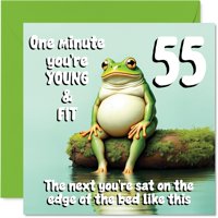 Tarjeta De Felicitación Stuff4 Para 55 Cumpleaños, Diseño De Rana Joven Y En Forma