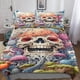 thumbnail image 1 of Juego de ropa de cama gótico con calaveras, funda nórdica, cubrecama 3D, funda de edredón creativa de 3 piezas con cierre de cremallera, microfibra suave para niños., 1 of 3