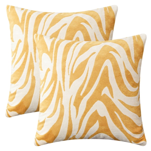Funda de Cojines REGALWOVEN Paquete de 2, Cierre de Cremallera Tie Dye Funda Decorativa para Cojín de Sofá Cama Amarillo 18" x 18"