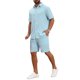 thumbnail image 4 of INSPIRE CHIC Conjunto de 2 Piezas para Hombre Camisa de Manga Corta y Pantalones Cortos con Textura a Rayas 2XL Azul Claro, 4 of 5