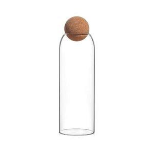 Fliperex - Botella Frasco Vidrio Transparente Tapa De Corcho Xl Blanco