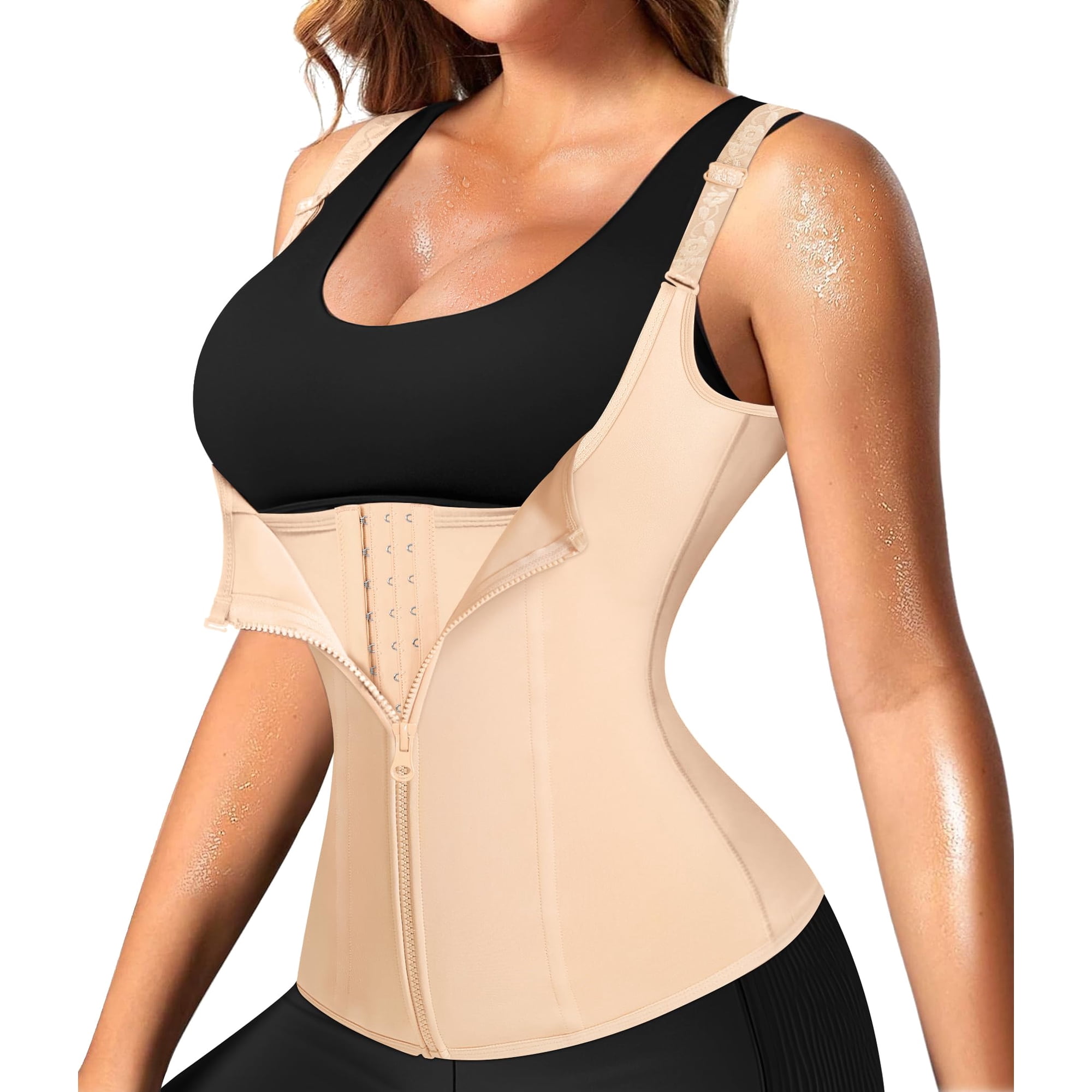 Nebility - Chaleco Tipo Corsé Waist Trainer, Moldeador De Cuerpo, Para Mujer, Color Beige, Xl