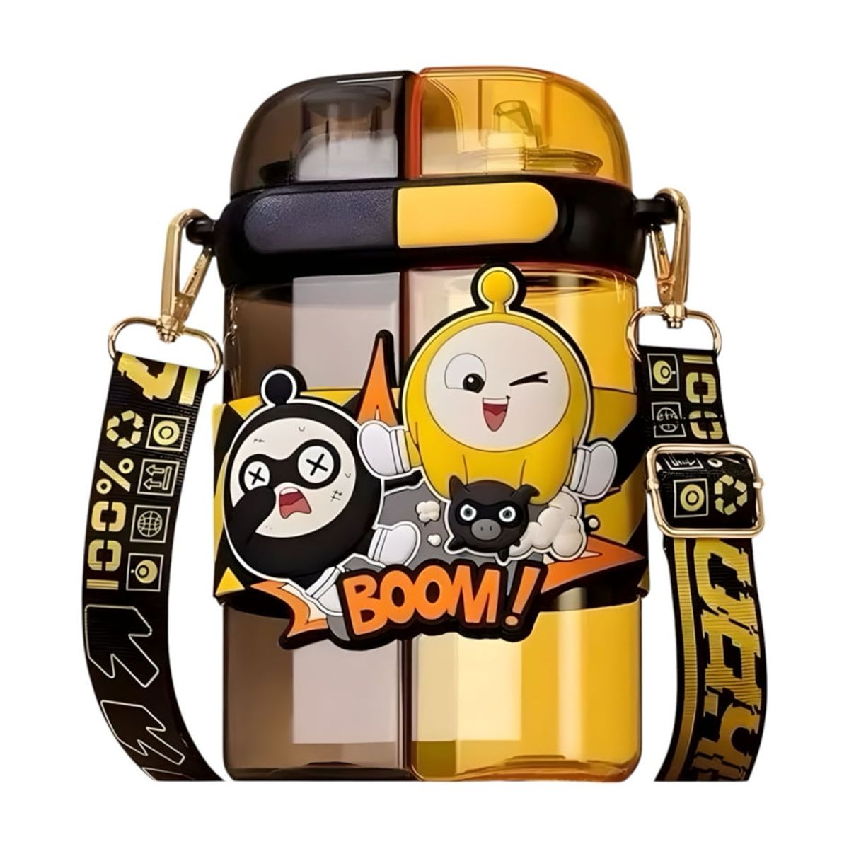 Botella De Agua Doble Niños Infantil 640Ml Amarilla Lubabycas