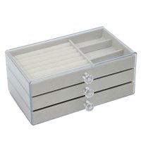 Magideal - Caja De Joyería, Bandeja De Almacenamiento Con Forro De Terciopelo, Joyero De 3 Capas Para Pendientes, Anillos, Collares, Regalos De Navidad Para Mamá