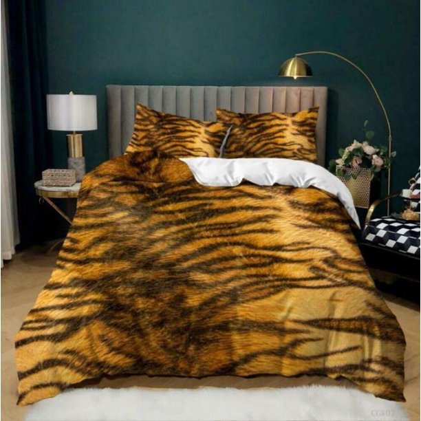 Tiger Skin Printed Quilt Duvet Cover Set Bedding Comforter Cover Bedspread Kids3-Piece Bedding Set