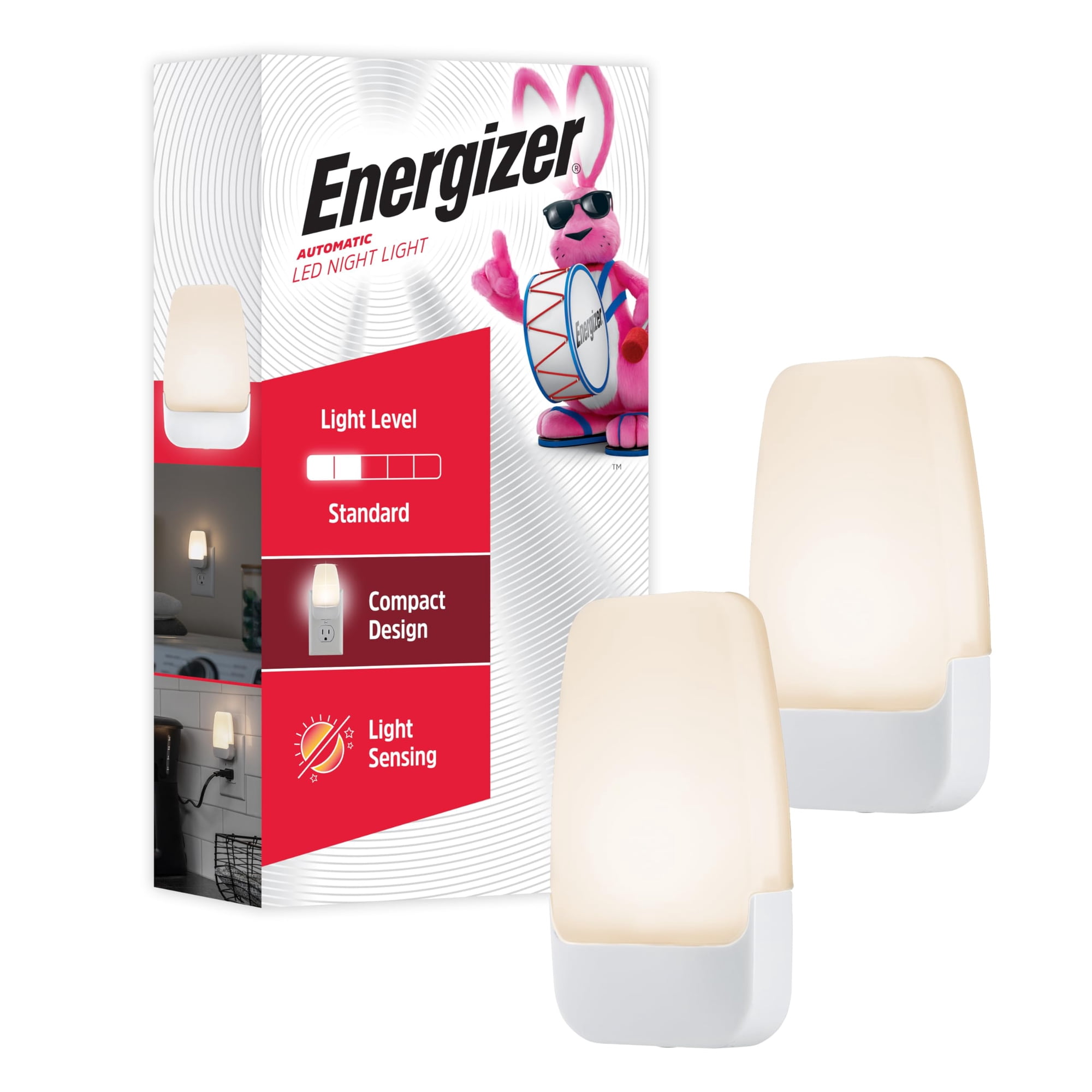 Night Light Energizer Light Sensing 3000 K, Blanco, Paquete De 2