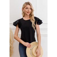 Likeshop - Polera Mujer Algodon Elasticada Manga Corta Broderie 3316
