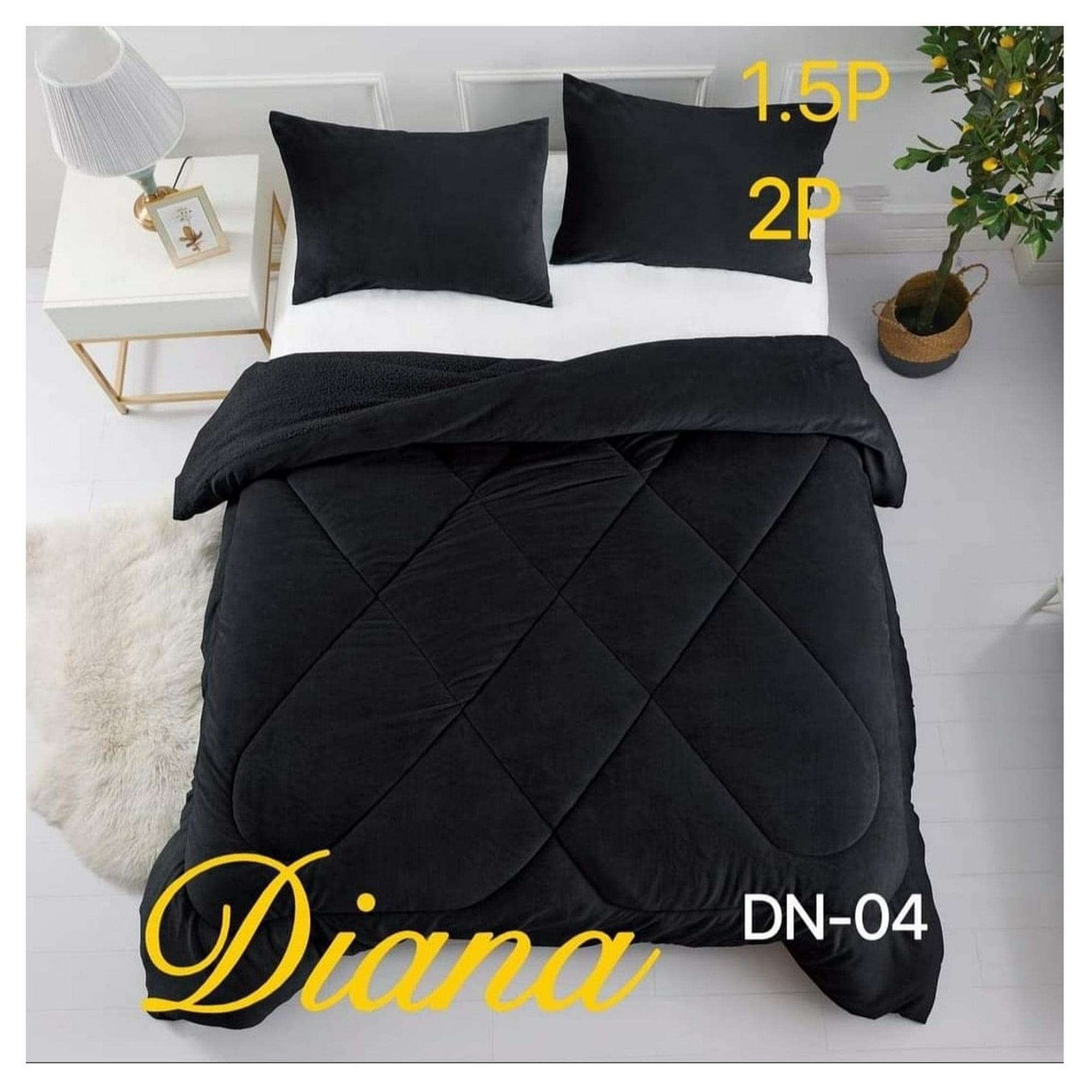 Aladdins Shop - Cobertor De Invierno De Plush Y Chiporro 1,5 Plaza Color Negro