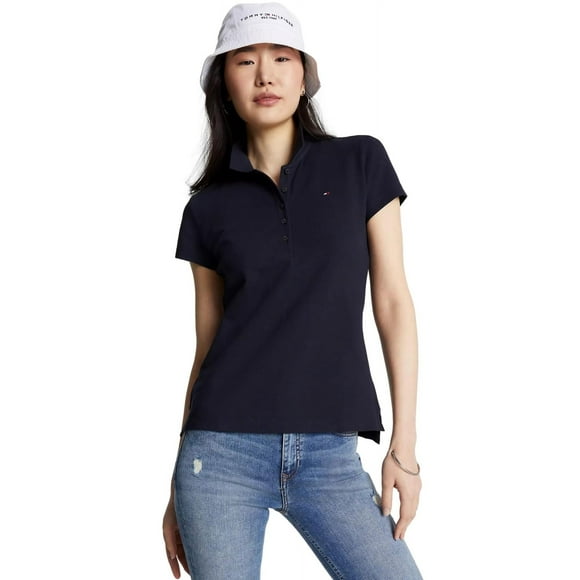 Polo Tommy Hilfiger para mujer, azul marino, corte ajustado, talla L