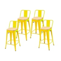 Moad - Pack 4 Taburetes Tolix Amarillo Wood 66Cm