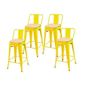 Moad - Pack 4 Taburetes Tolix Amarillo Wood 66Cm
