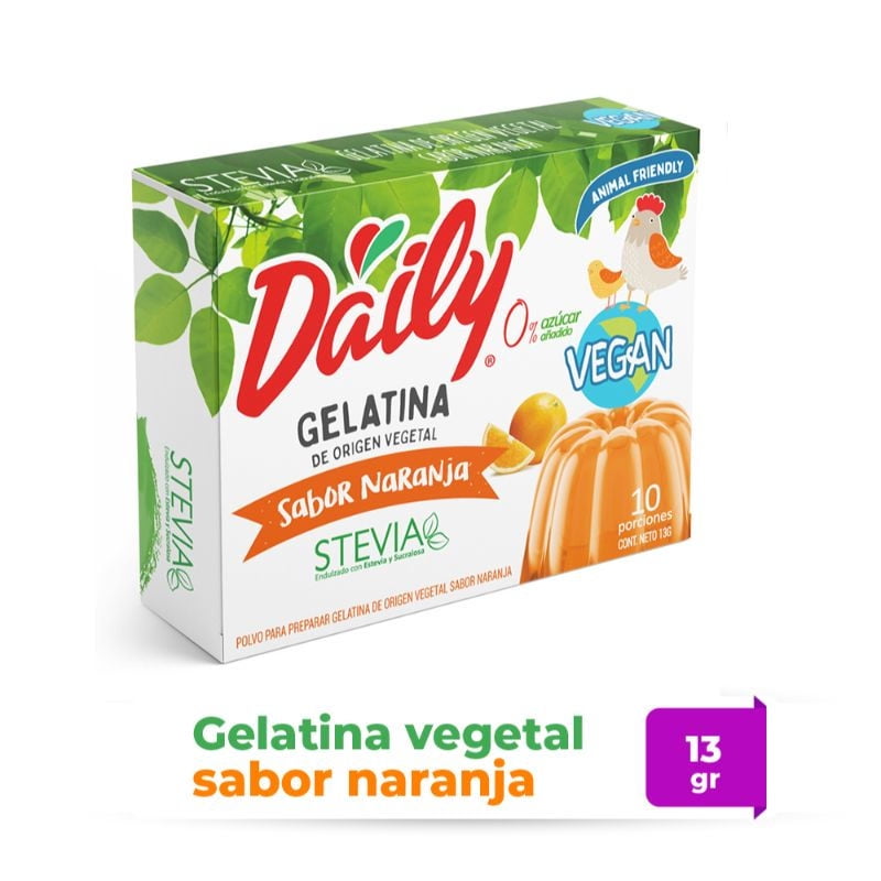 Gelatina Vegana Naranja 13 g Daily