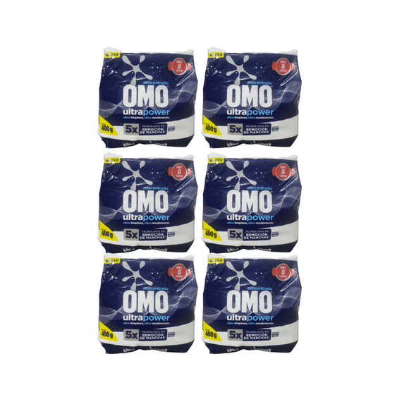 Pack 6 Unidades detergentes en polvo Omo ultrapower 400 grs