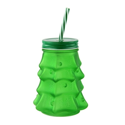 Vaso Con Bombilla Mason Jar Verde  Holiday Time