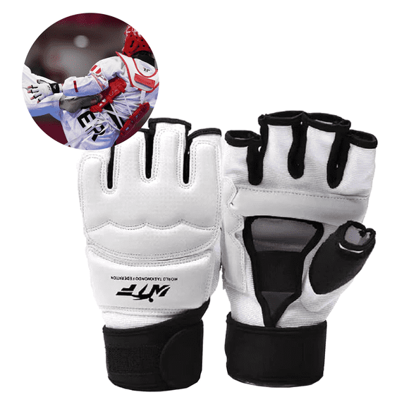 Guantes De Entrenamiento Para Taekwondo Blancos Guardamanos Talla M