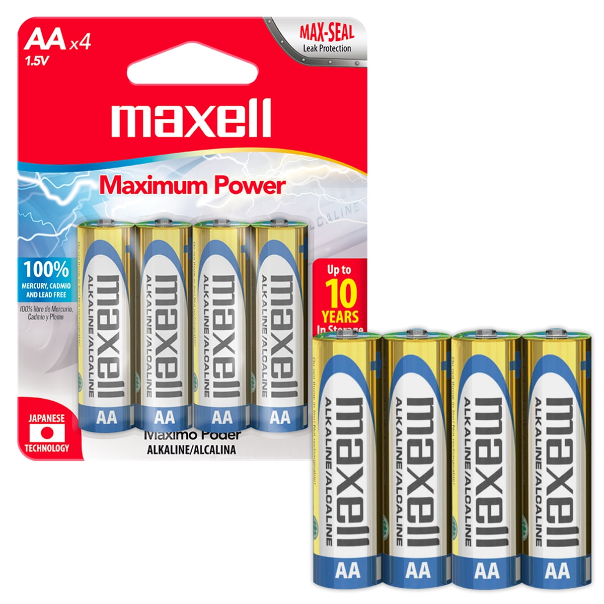 Pilas Aa Lr6 X4 1.5v Alcalina Cilindrica Maxell Maxima Durabilidad Y Potencia Tecnologia Max-seal