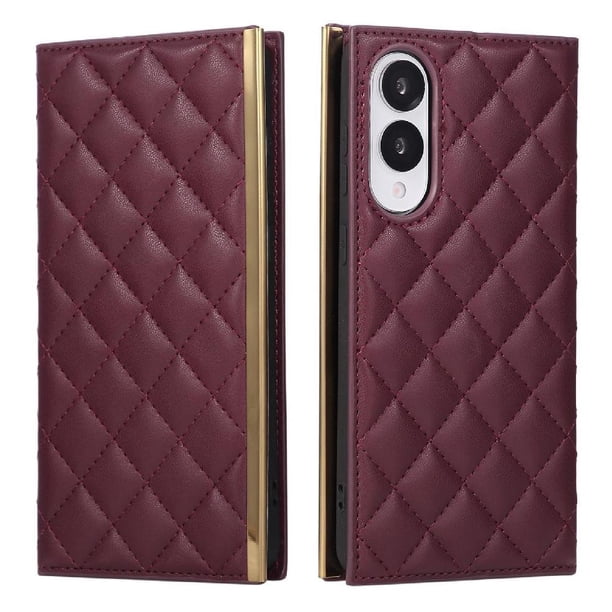Funda Tipo Cartera Acolchada con Correa para Samsung Galaxy S25 EdgeRojo