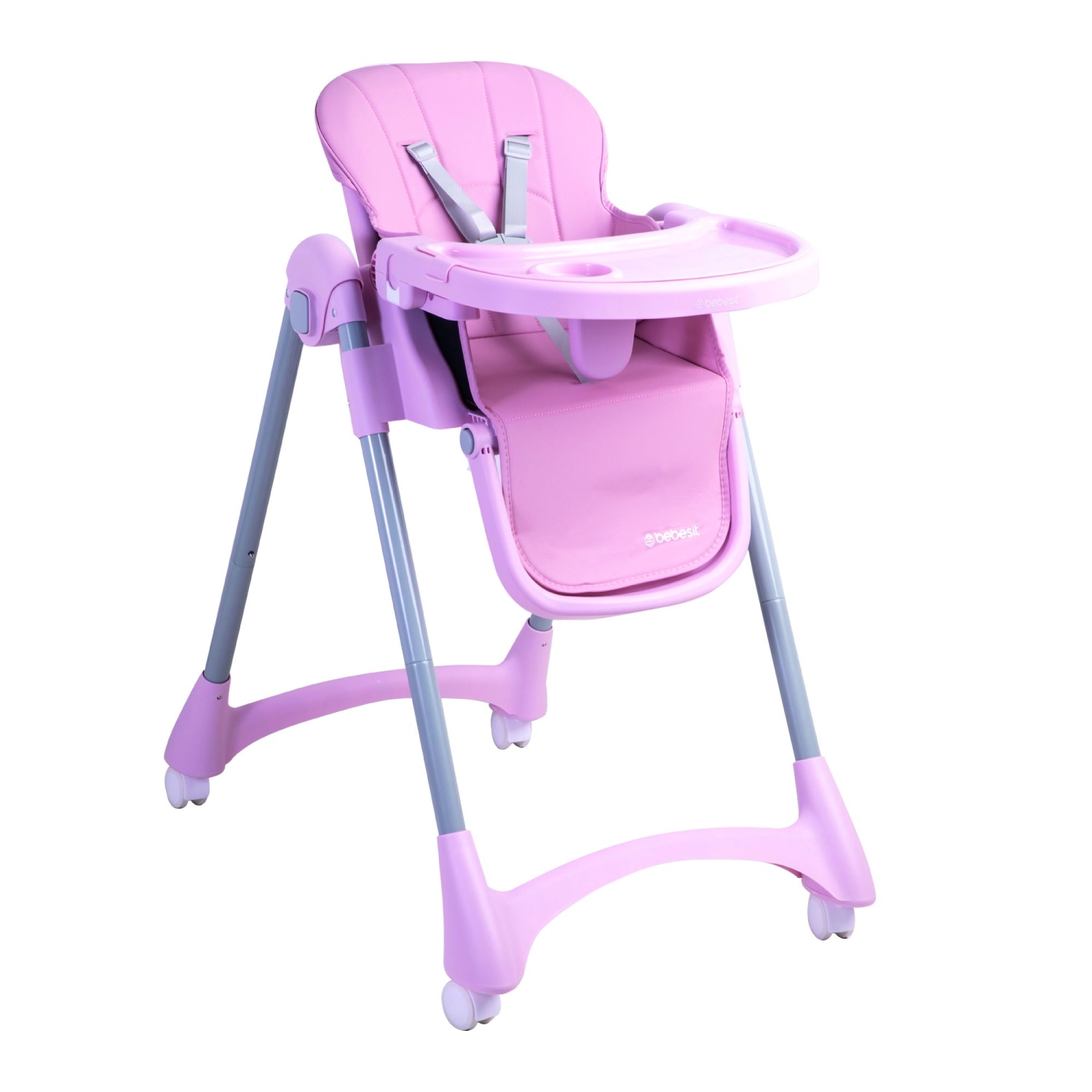 Silla De Comer Bebé Reclinable Plegable Easy Eat Rosada