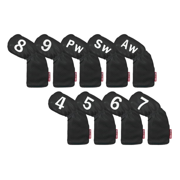 Juego De 9 Fundas Para Cabeza De Hierro Para Golf, Cuello Largo, Se Adapta A Todas Las Marcas, Accesorios, Color Negro