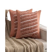 Genérico - Pack De 2 Fundas De Cojin Chenille Con Flecos Terracota