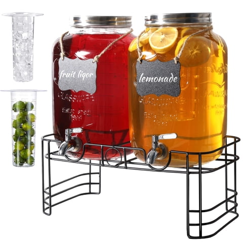 Dispensador De Bebidas Jofuyu De 2 Galones X 2 Con Soporte