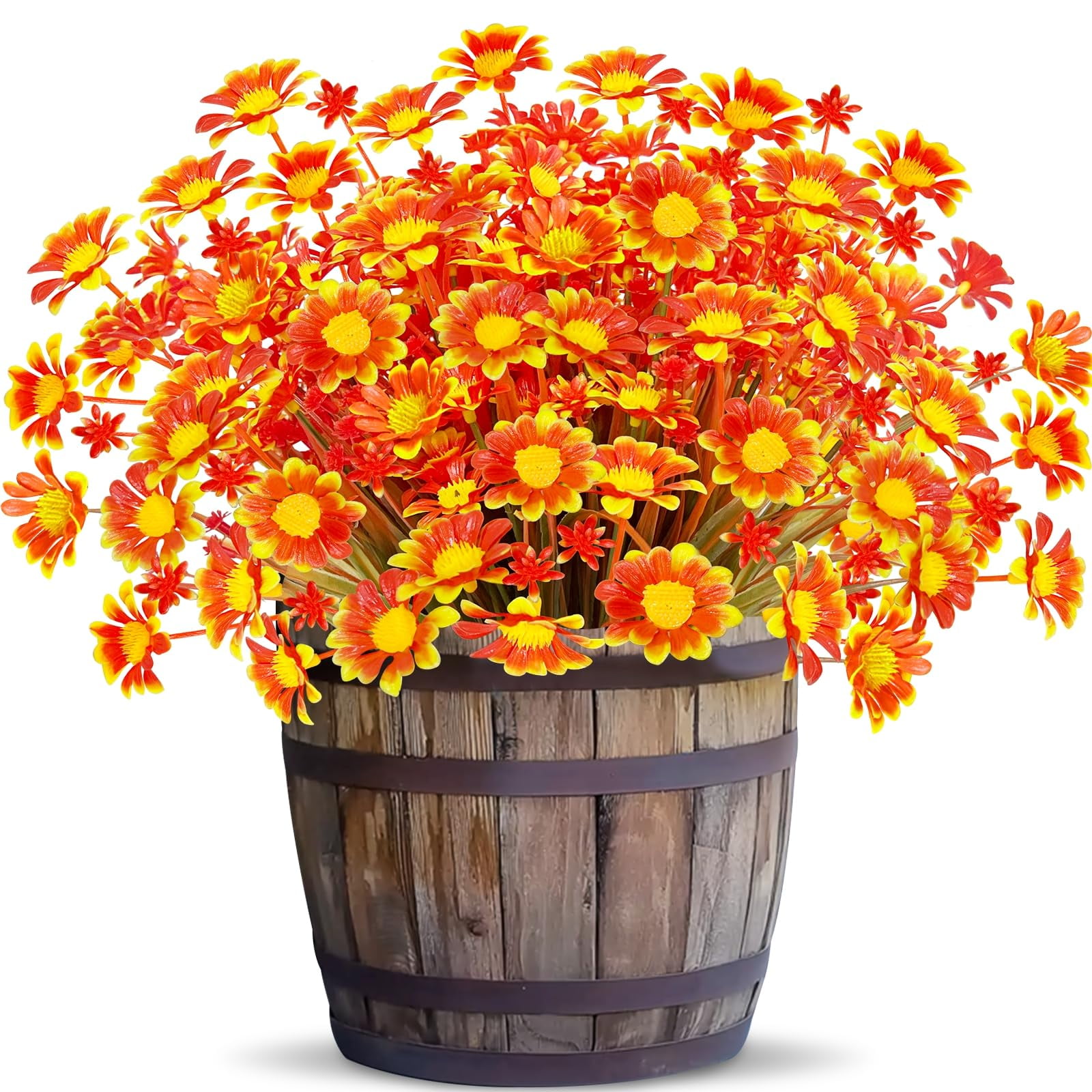 Flores Artificiales De Otoño Con Forma De Mamás Falsas Turnmeon, 8 Paquetes (naranja)