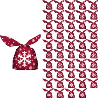Magideal - Bolsas De Dulces De Navidad, Bolsas De Regalo Goody A Granel, Paquete De 50 Piezas, Bolsas De Regalo Para Fiestas Navideñas, Bolsas De Almacenamiento Copo De Nieve Rojo