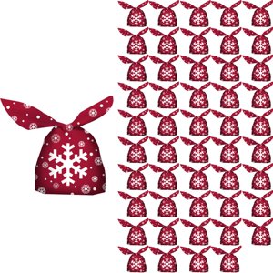 Magideal - Bolsas De Dulces De Navidad, Bolsas De Regalo Goody A Granel, Paquete De 50 Piezas, Bolsas De Regalo Para Fiestas Navideñas, Bolsas De Almacenamiento Copo De Nieve Rojo
