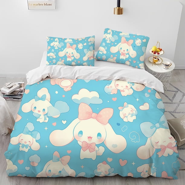 v2365 Bed Sheets Cinnamoroll Bedding Sets Cartoon Comforter Cover Quilt Bed Cover Duvet Cover Pillow Case - Pieces Sets Bedroom Decor 3-Piece Bedding Set (1 Duvet Cover + 2 Pillow Shams) Bed Sheets ju
