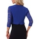 thumbnail image 3 of INSPIRE CHIC Top de Encaje para Mujer con Frente Abierto para Oficina de Trabajo, Manga 3/4, Bolero Corto Floral de Navidad, Talla XL, Azul Real, 3 of 6