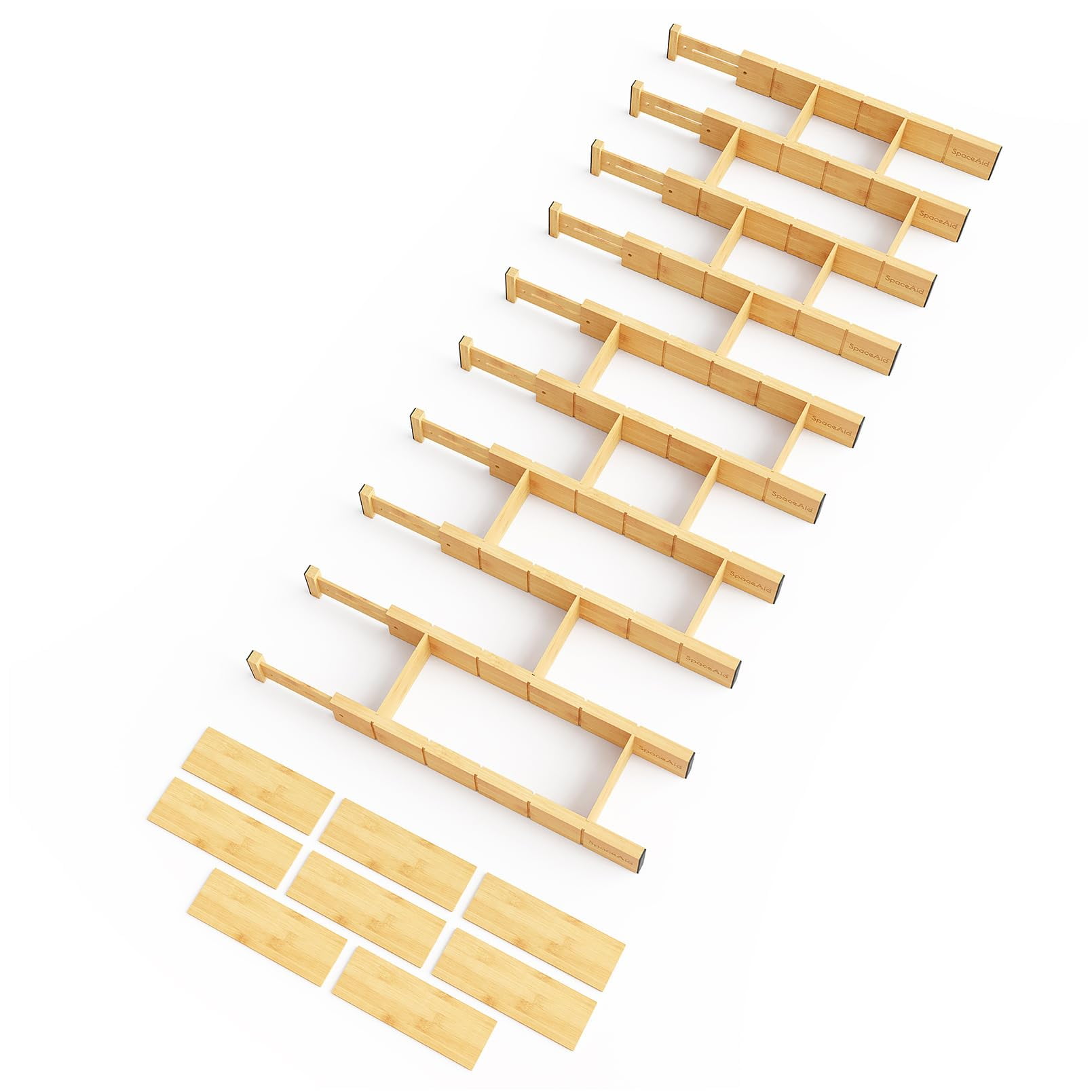 Separadores De Cajones Spaceaid Bamboo Con Insertos Y Etiquetas, 10 Unidades
