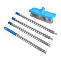 Magideal - Cepillo De Alambre De Acero Inoxidable Para Suelo, Fregador De Suelo Con Cerdas Rígidas De Metal, Resistente Al Óxido, Con Mango Largo Para Jardín Y Cepillo 20Cm Varilla 160Cm