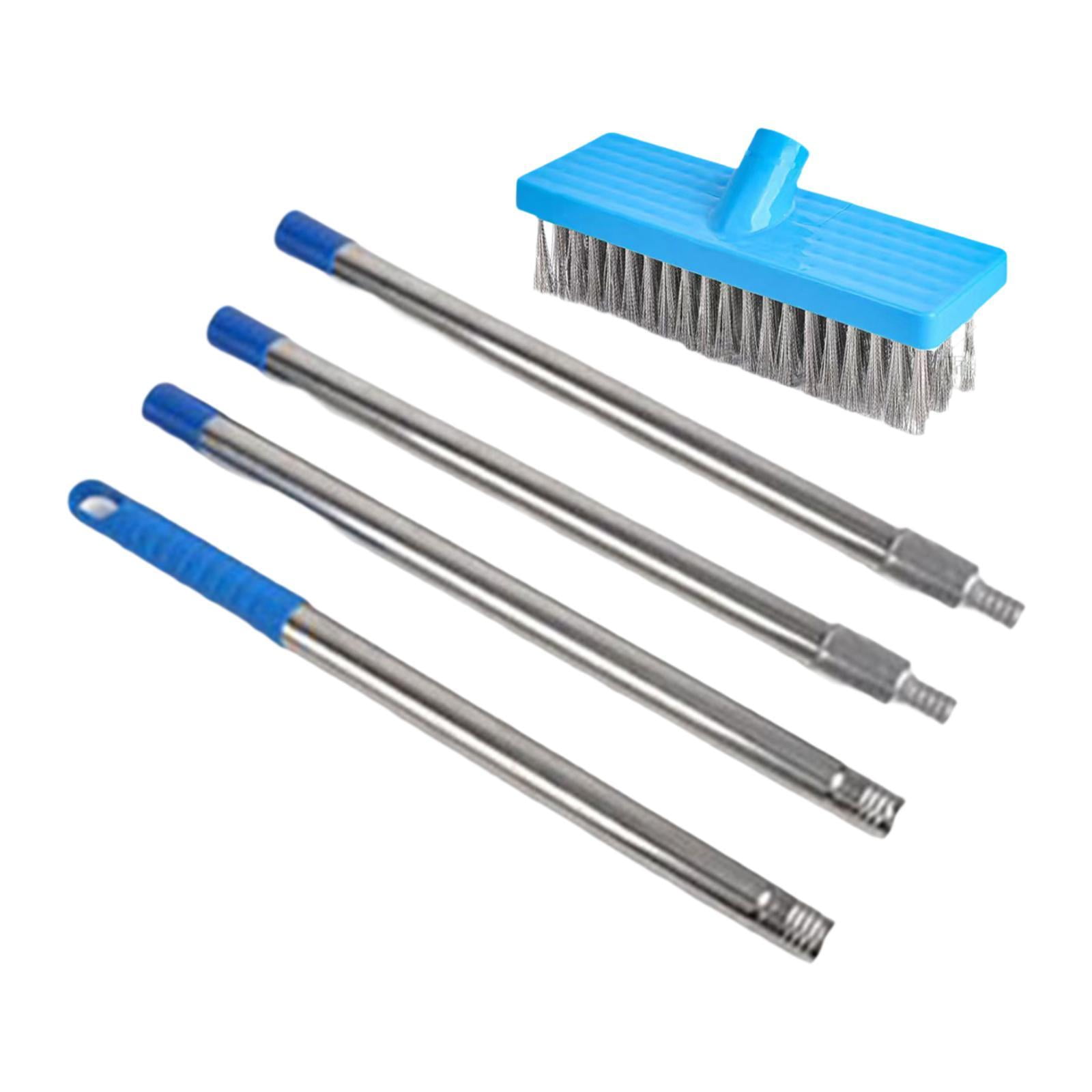 Magideal - Cepillo De Alambre De Acero Inoxidable Para Suelo, Fregador De Suelo Con Cerdas Rígidas De Metal, Resistente Al Óxido, Con Mango Largo Para Jardín Y Cepillo 20cm Varilla 160cm