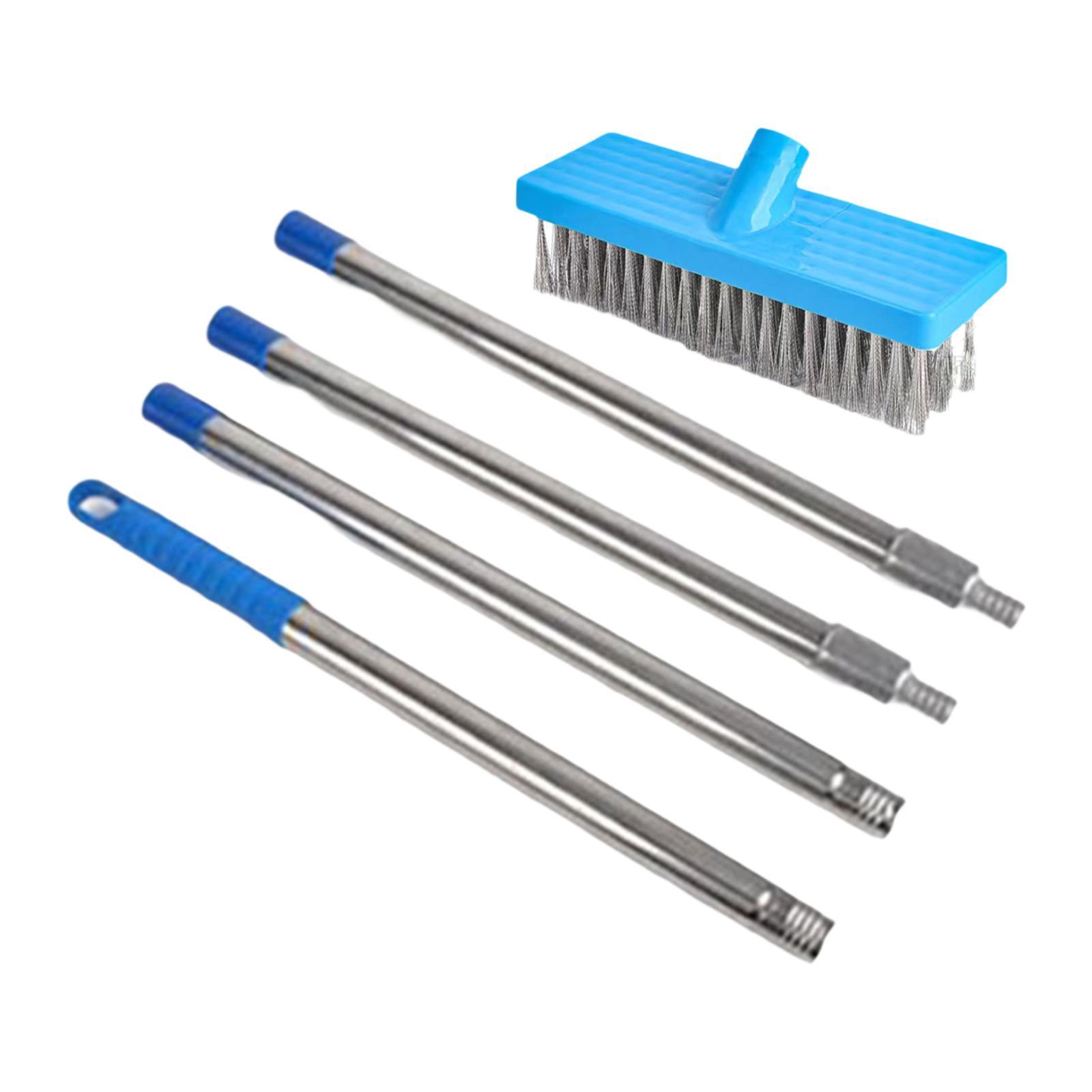 Magideal - Cepillo De Alambre De Acero Inoxidable Para Suelo, Fregador De Suelo Con Cerdas Rígidas De Metal, Resistente Al Óxido, Con Mango Largo Para Jardín Y Cepillo 20Cm Varilla 160Cm