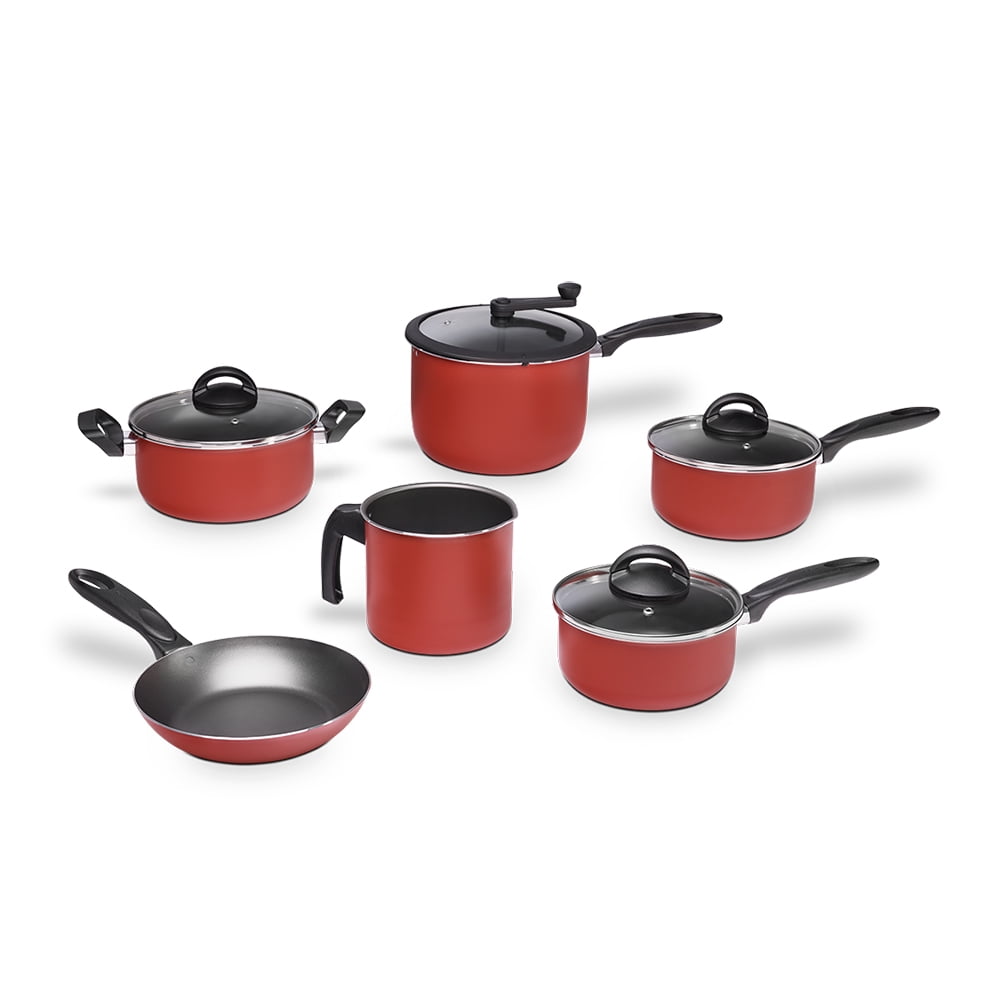 Batería Cocina 10 Piezas Aluminio Brinox - Chilli 1.6mm Cherry