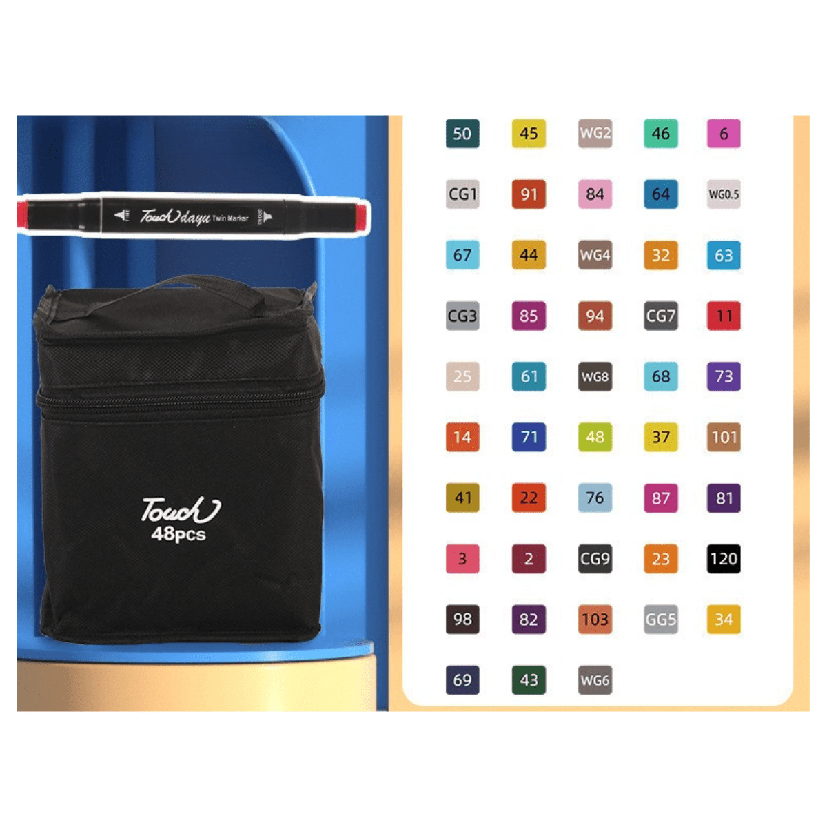 Genérico - Set 48 Plumones Doble Punta Marcadores Rotuladore Touch