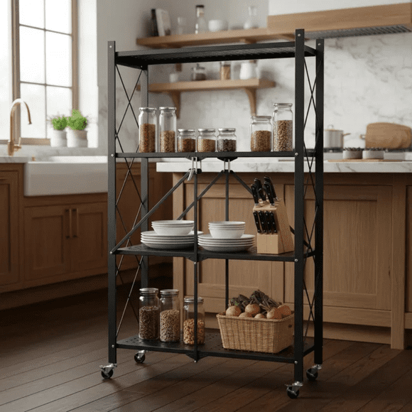 Carro Organizador Estante Plegable 4 Niveles Ruedas Cocina