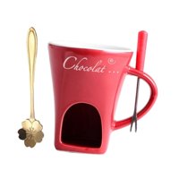 Magideal - Chocolate Fondue Pot Taza Set Con Calentador De Cerámica Para Derretir Chocolate Queso Dulces Y Tapas Adecuado Para Fiestas Reuniones Hogar Pastelería Rojo
