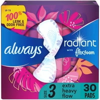 Almohadillas Femeninas Always Radiant Flexfoam Con Alas, Tamaño 3 X 30